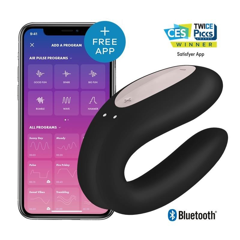 vibromasseur pour couples avec APP Double Joet noir