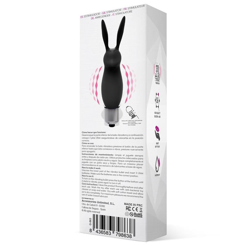 Hopye balle vibrante lapin silicone Noir