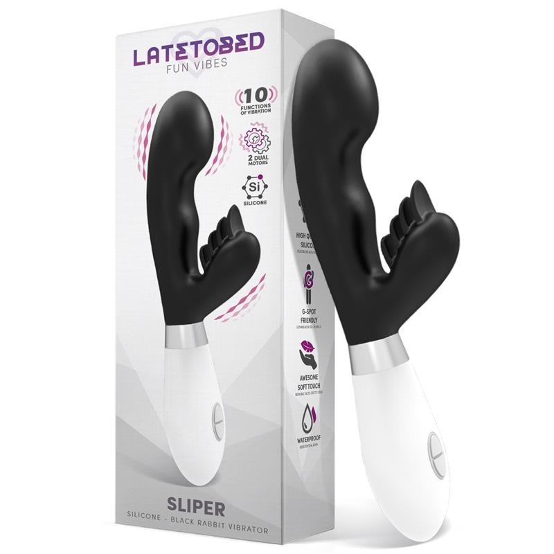 Sliper Vibromasseur lapin silicone Noir