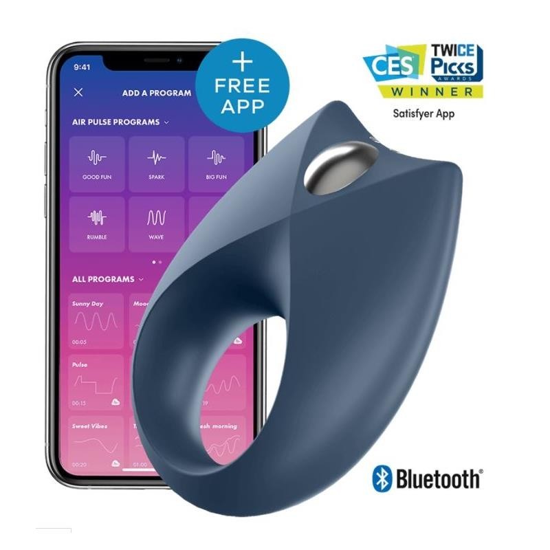 Royal One Anneau Vibromasseur avec APP Bleu