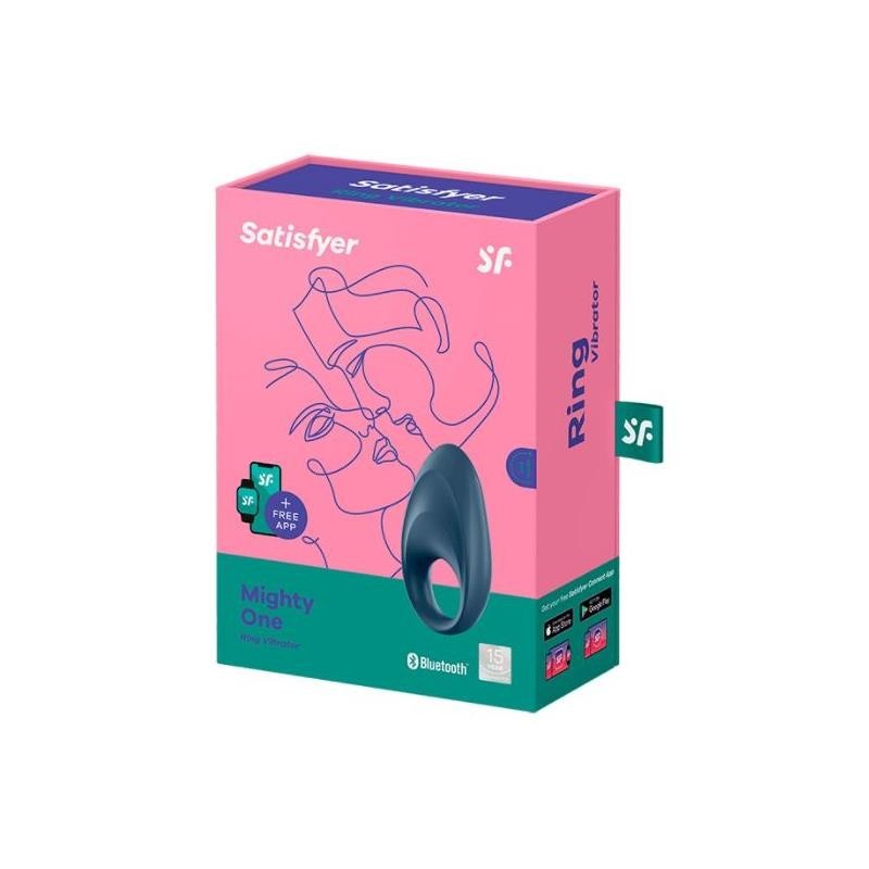 Mighty One Anneau Vibromasseur avec APP Bleu