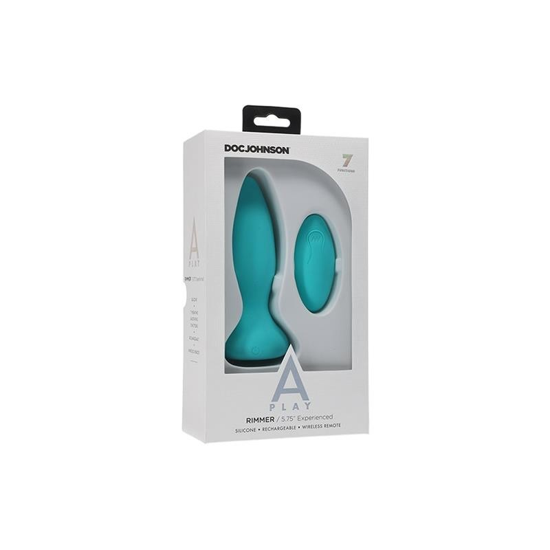Plug Anal vibrant et Rotation Rimmer turquoise Expérimenté