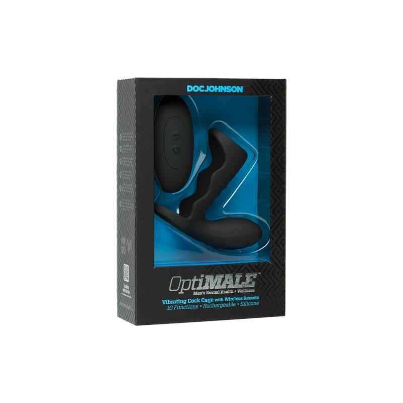 Cage à pénis vibrant et contrôle à distance noir