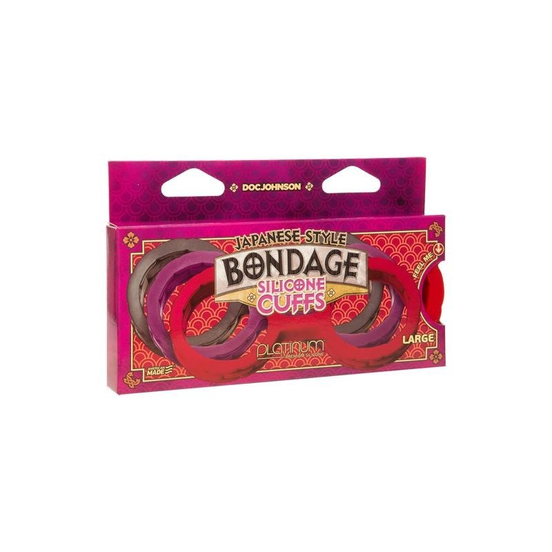 menottes japonaises pour Bondage silicone Premium Taille L rouge