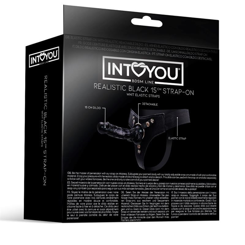 Mistress harnais élastique avec Gode en silicone de 15 cm Noir