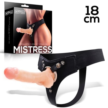 Mistress harnais élastique avec Gode en silicone de 18 cm Naturel