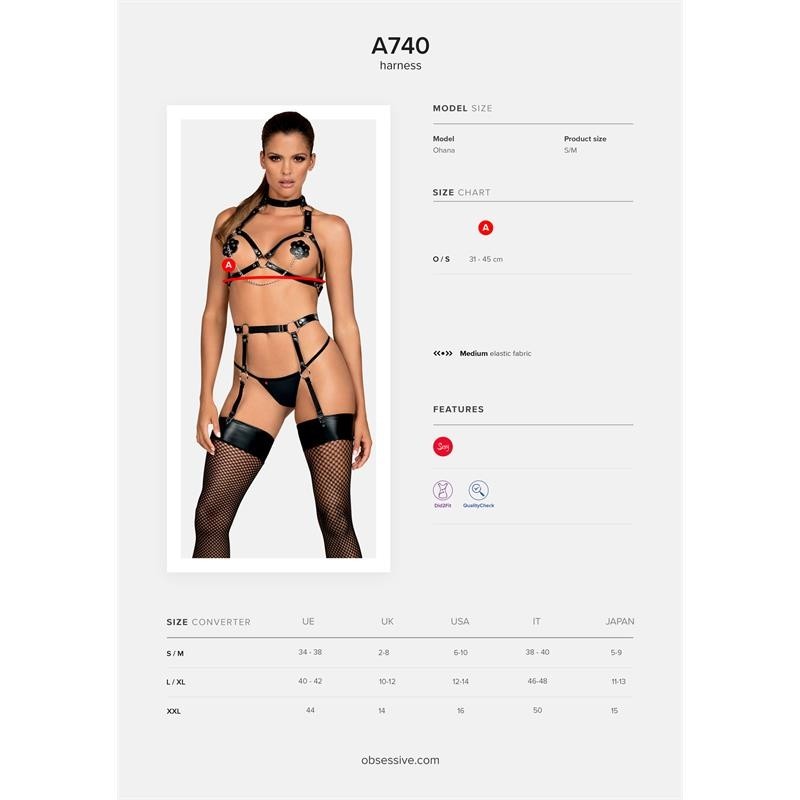 A740 harnais de poitrine pour Bondage Taille Unique reglable