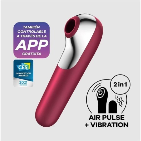 Dual Love vibromasseur et suceur de air pulsé rouge