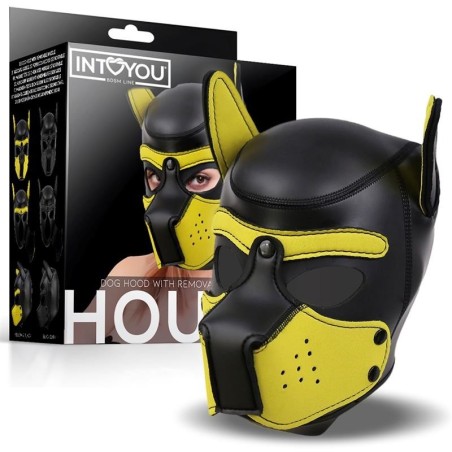 masque gueule de chien néoprène amovible noir/jaune Taille Unique