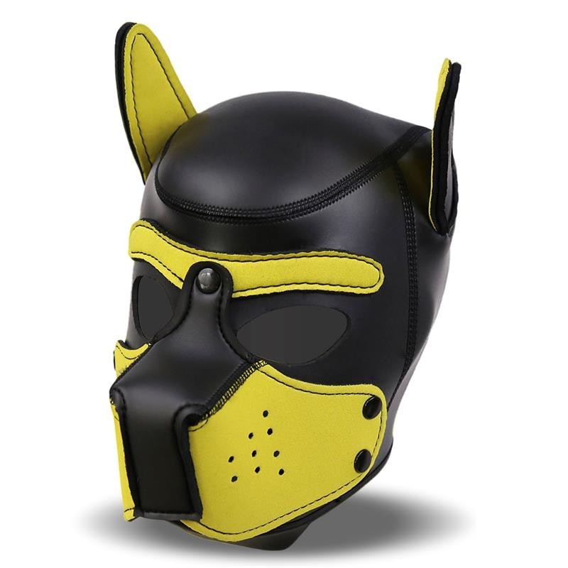 masque gueule de chien néoprène amovible noir/jaune Taille Unique