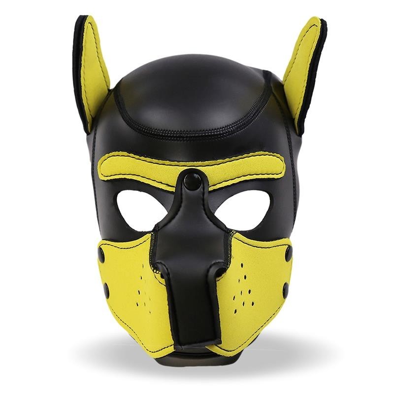 masque gueule de chien néoprène amovible noir/jaune Taille Unique