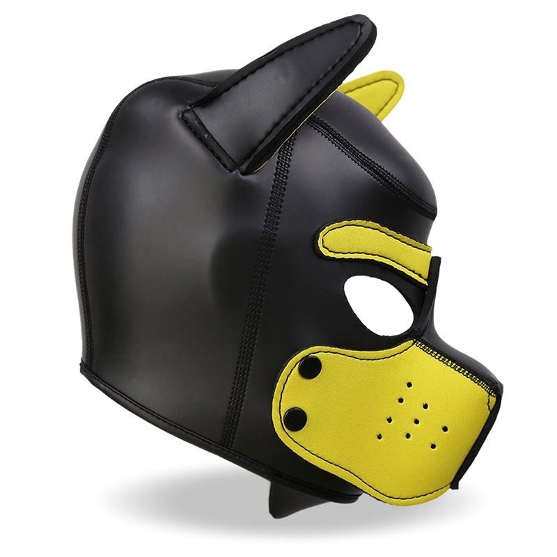 masque gueule de chien néoprène amovible noir/jaune Taille Unique