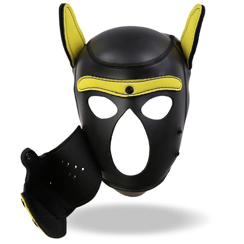 masque gueule de chien néoprène amovible noir/jaune Taille Unique