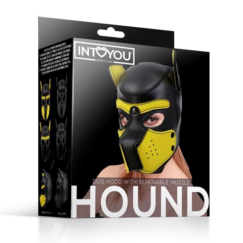 masque gueule de chien néoprène amovible noir/jaune Taille Unique