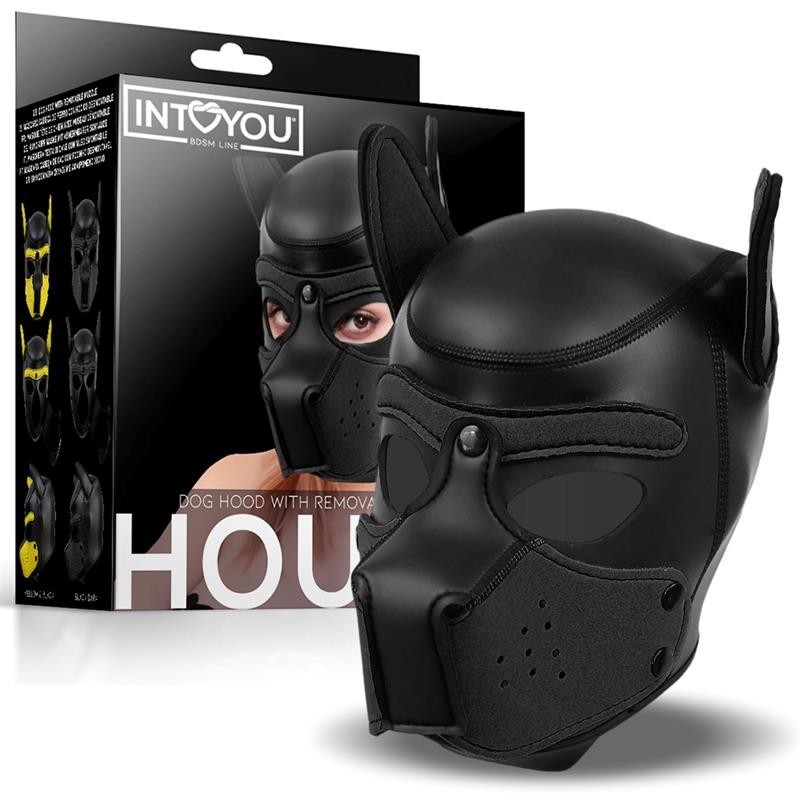 masque de chien néoprène amovible noir Taille Unique