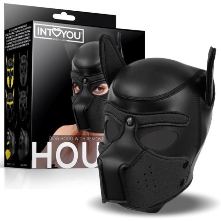 masque de chien néoprène amovible noir Taille Unique
