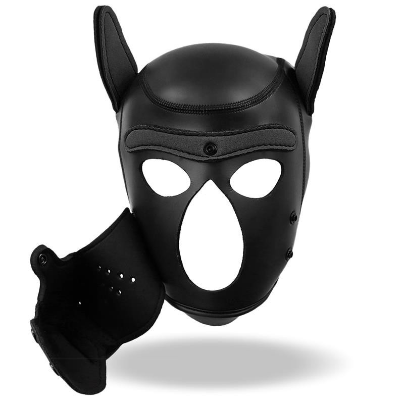 masque de chien néoprène amovible noir Taille Unique