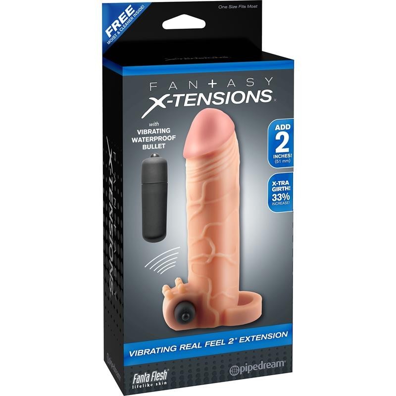 Fantaset X-tensions Vibromasseur Real Feel de 5,1 cm avec Extension - Couleur Naturel