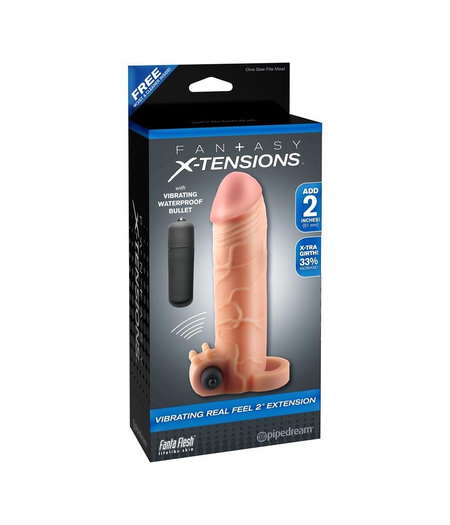 Fantaset X-tensions Vibromasseur Real Feel de 5,1 cm avec Extension - Couleur Naturel