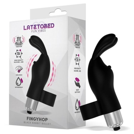 Fingyhop balle vibrante avec lapin silicone noir