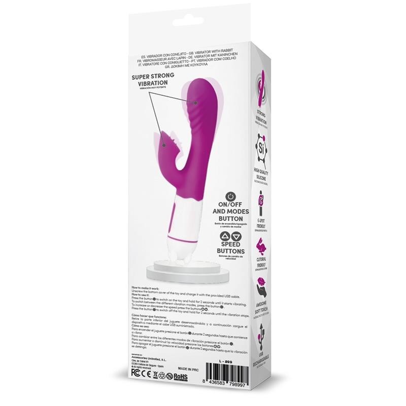Billet Vibromasseur USB 36 Fonctions Silicone mauve