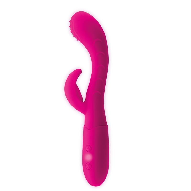 Cakeet Vibromasseur point G et lapin USB silicone Fuchsia