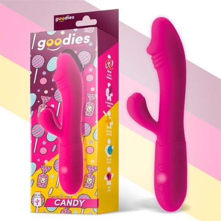 Candet vibromasseur avec lapin point G USB silicone Fucshia