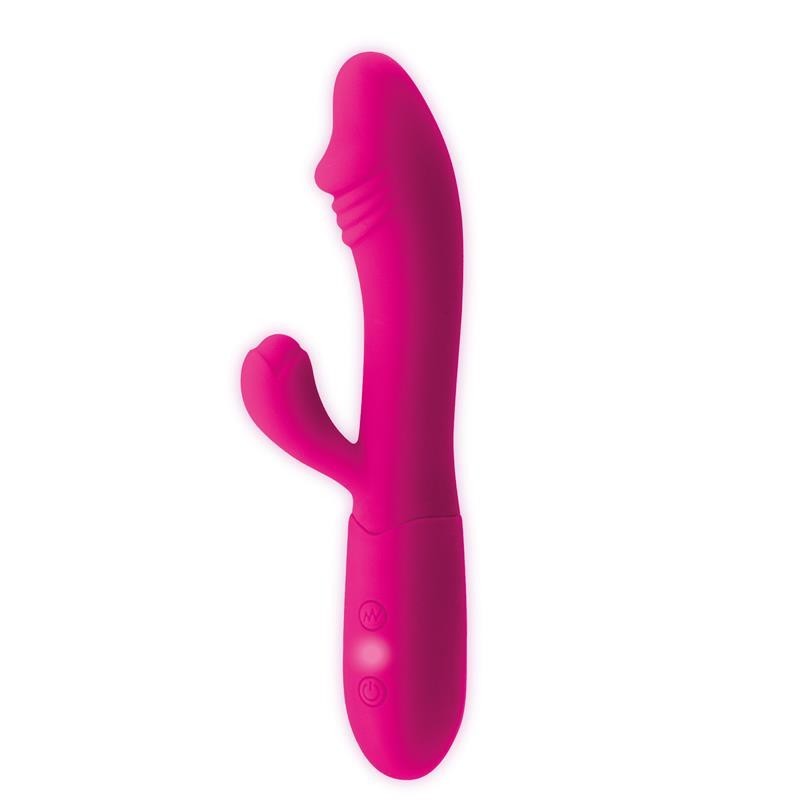 Candet vibromasseur avec lapin point G USB silicone Fucshia