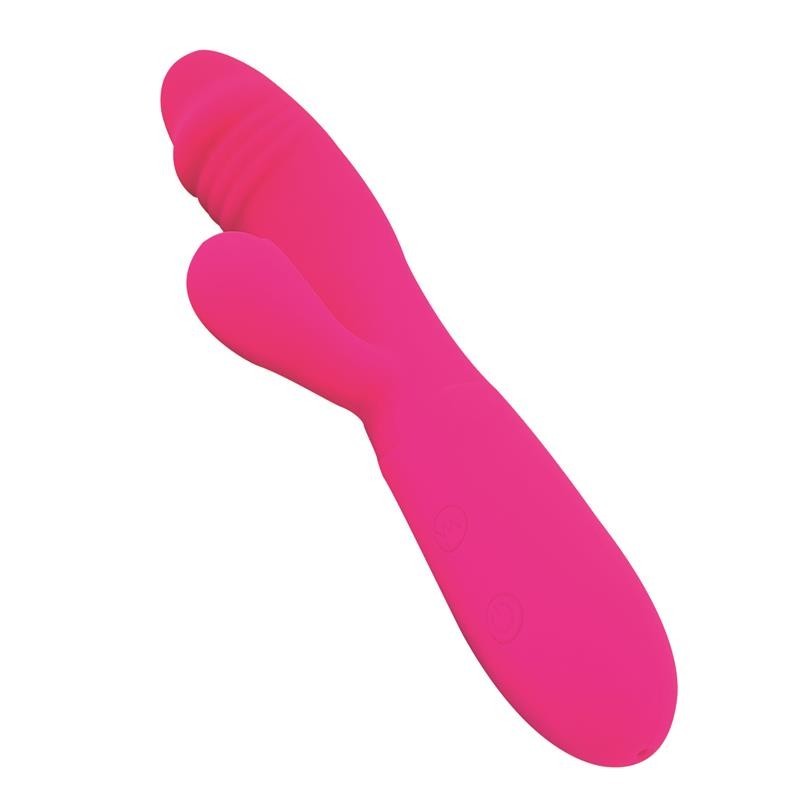 Candet vibromasseur avec lapin point G USB silicone Fucshia