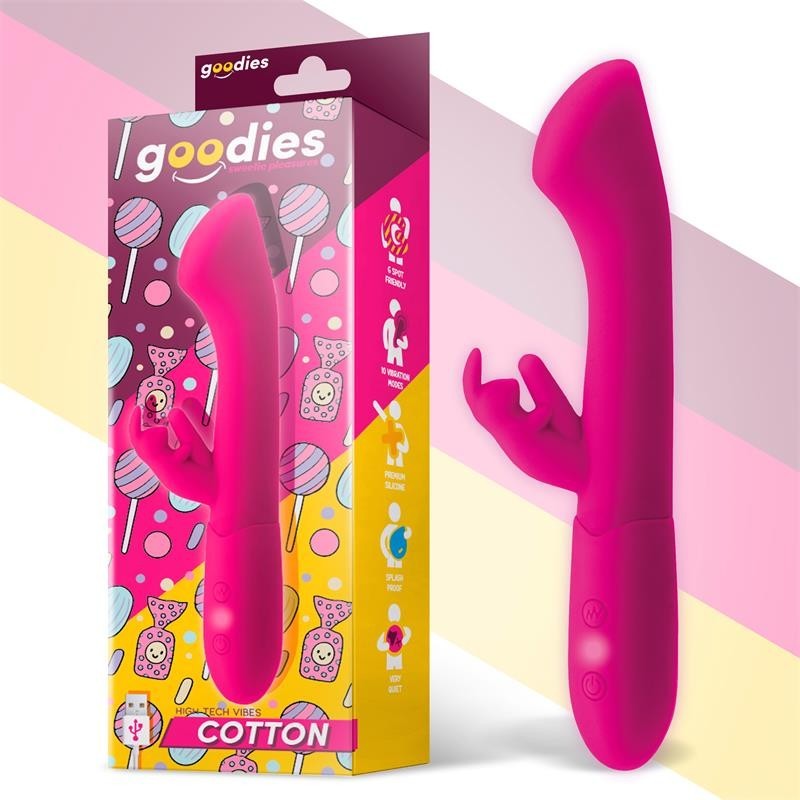Vibromasseur Coton point G et lapin USB silicone Fuchsia