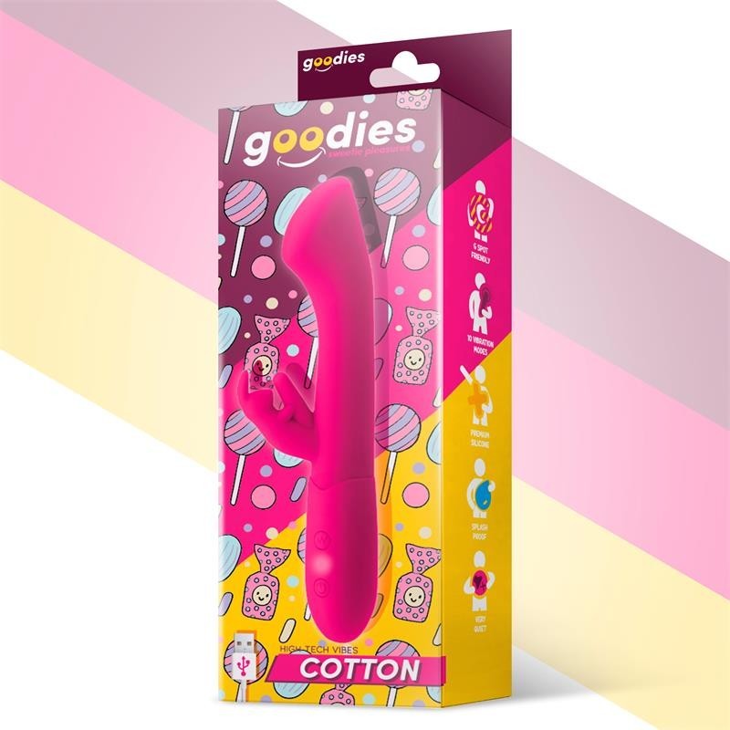 Vibromasseur Coton point G et lapin USB silicone Fuchsia