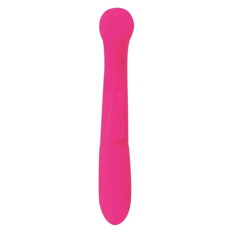 Vibromasseur Coton point G et lapin USB silicone Fuchsia