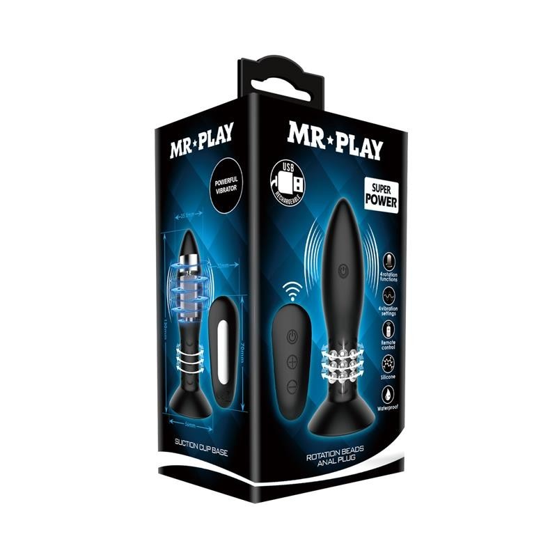 Plug anal gonflable avec contrôle des vibrations et de la rotation à distance Mr. Play