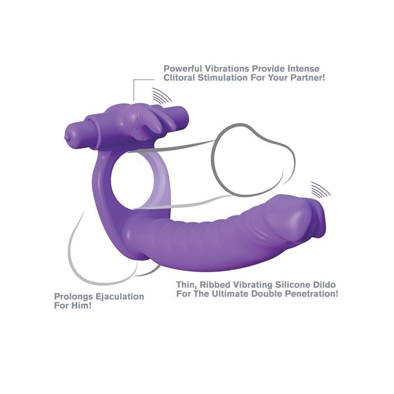 Fantaset C-Ringz Anneau en silicone à Double Pénétration Rabbit mauve