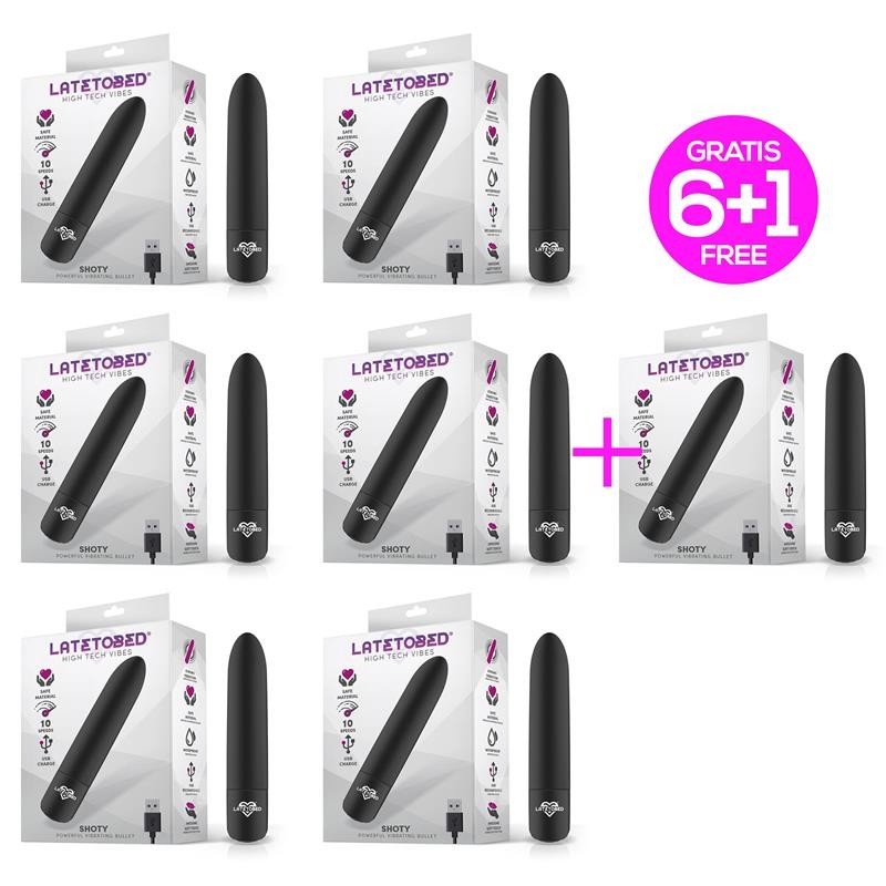 Pack 6 +1 Shoty balle vibrante USB 10 Vitesses Moteur Puissant Noir