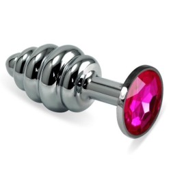 Plug Anal et spirale Rosebud avec pierre Fuchsia