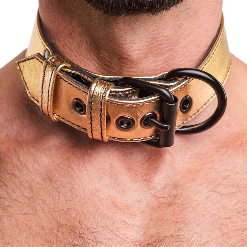 Collier avec laisse Bondage dorée