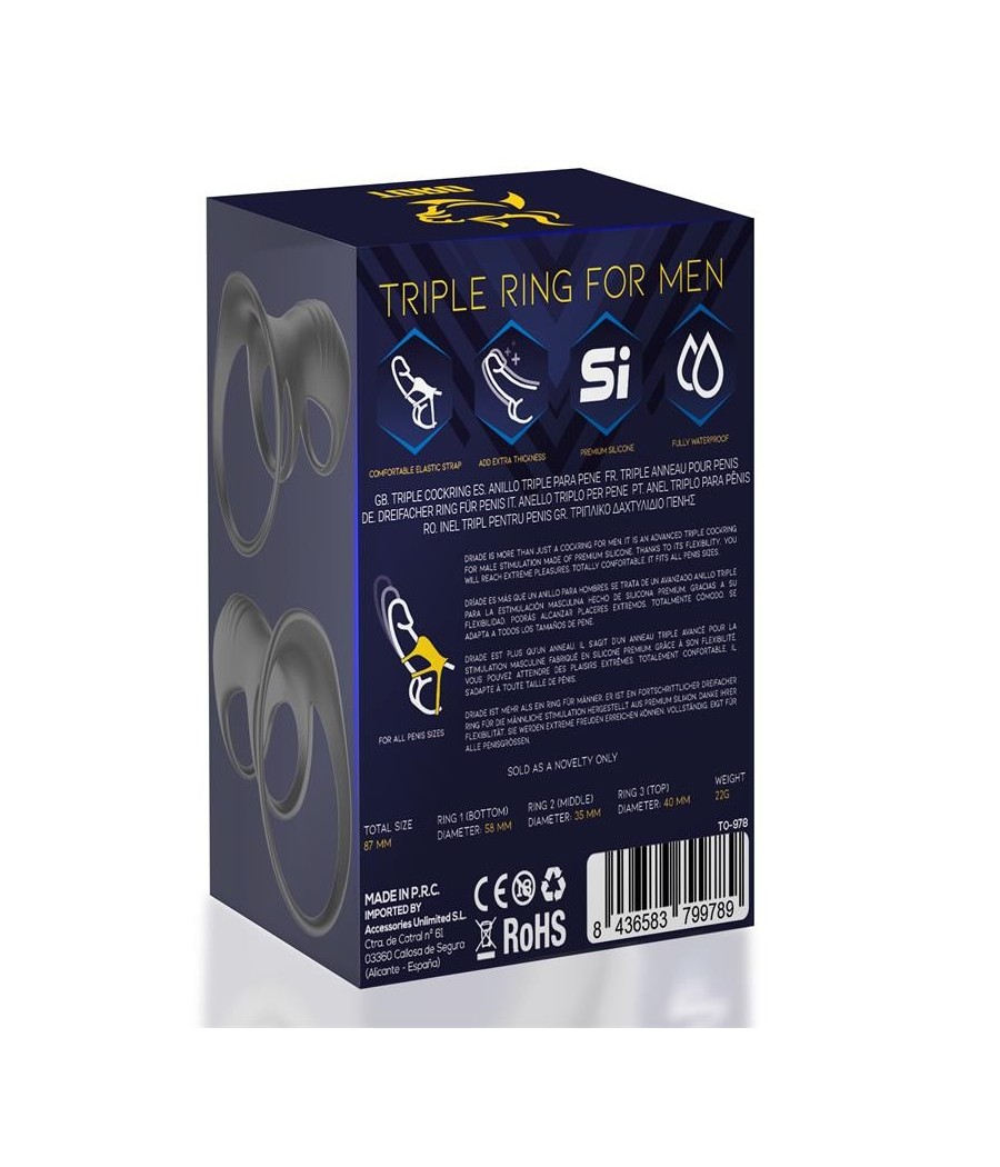 Driade Bague Triple pour Homme silicone