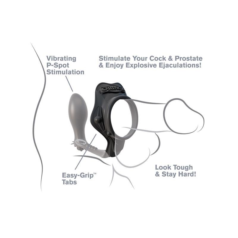 Fantaset C-Ringz Anneau avec Plug Anal Pesado Couleur Noir