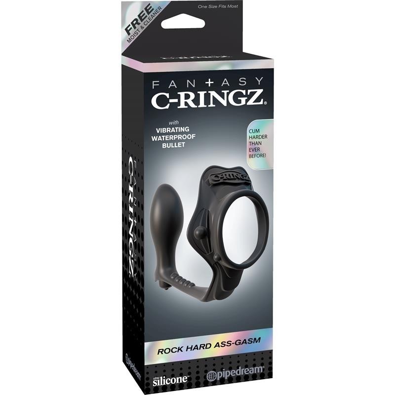 Fantaset C-Ringz Anneau avec Plug Anal Pesado Couleur Noir