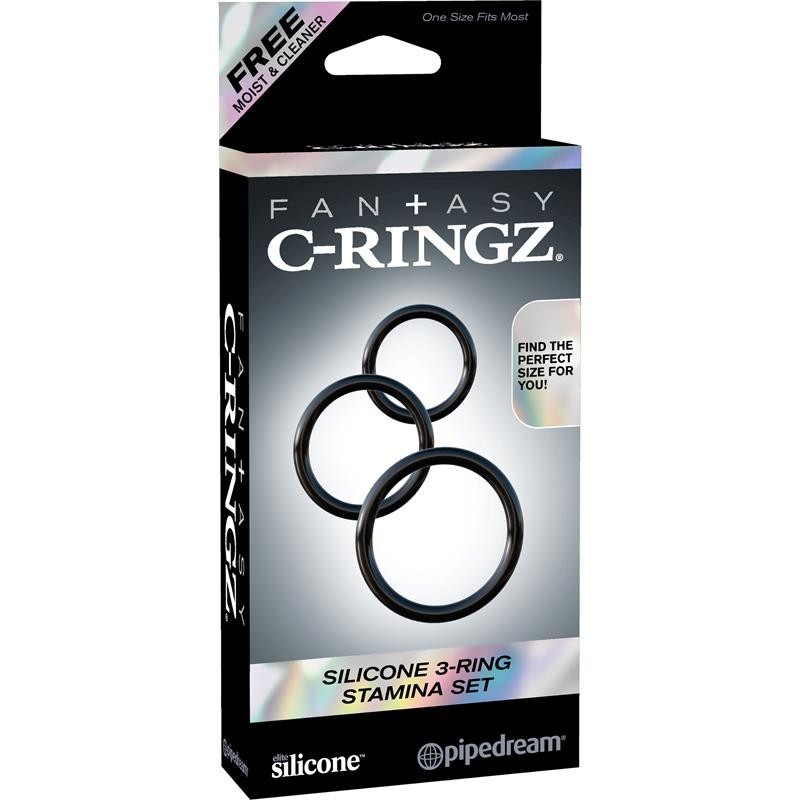 Fantaset C-Ringz ensemble 3 Anneaux en silicone Couleur Noir