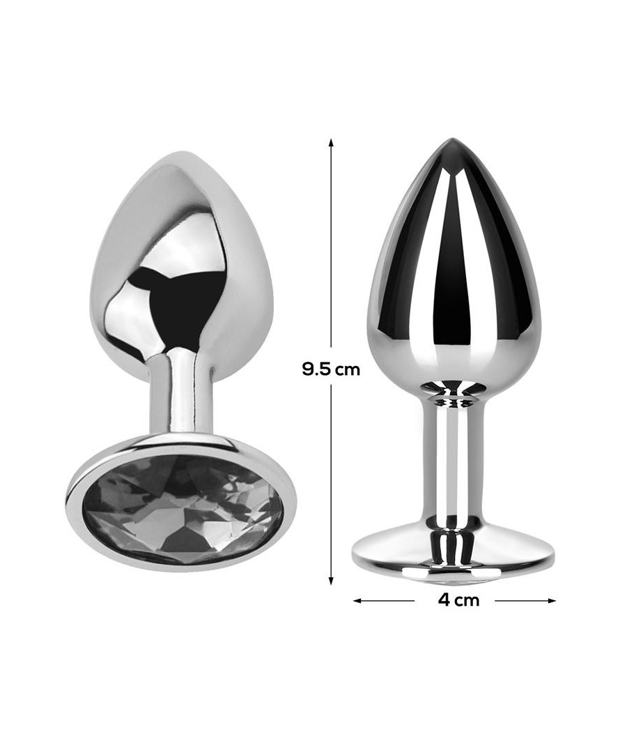 Plug Anal avec pierre couleur blanc diamant taille L Aluminium