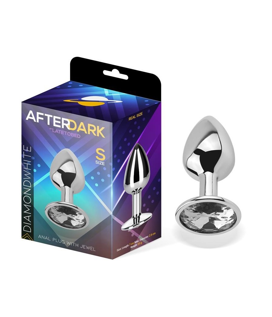 Plug Anal avec pierre couleur blanc diamant taille S Aluminium