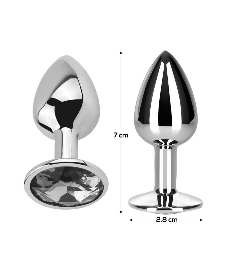 Plug Anal avec pierre couleur blanc diamant taille S Aluminium