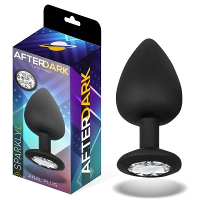 Plug anal scintillant avec pierre silicone taille L 9,5 cm x 4,5 cm