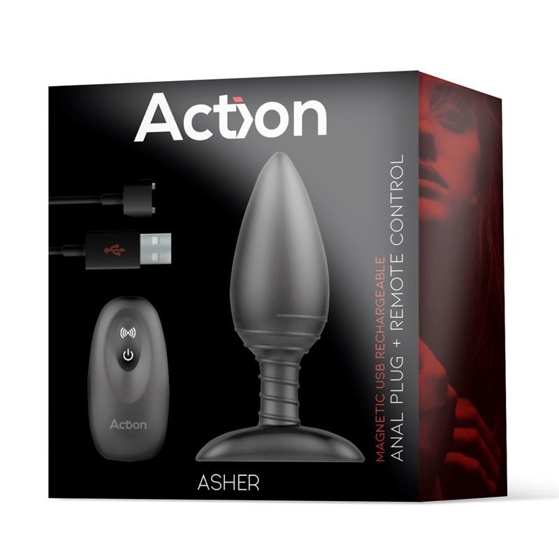 Asher Plug Anal avec télécommande USB magnetique Noir