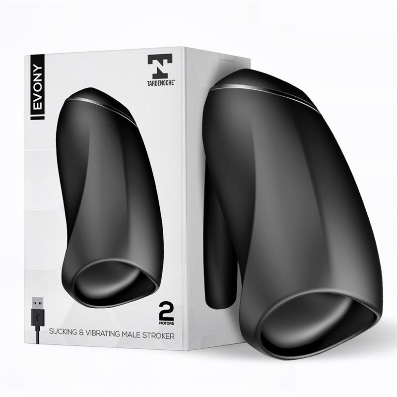 Evonet Masturbateur Masculin de Sexe Oral Succion et Vibration 2 Moteurs USB Silicone