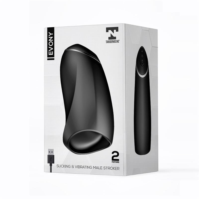 Evonet Masturbateur Masculin de Sexe Oral Succion et Vibration 2 Moteurs USB Silicone