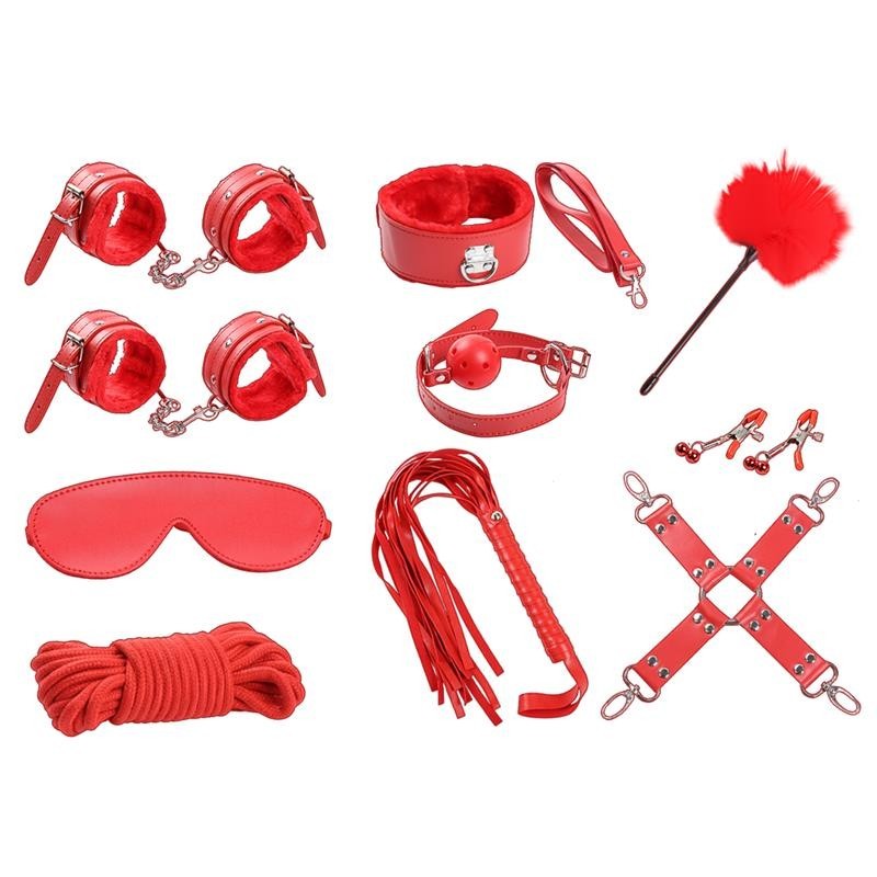 Ensemble de Bondage 10 pièces rouge