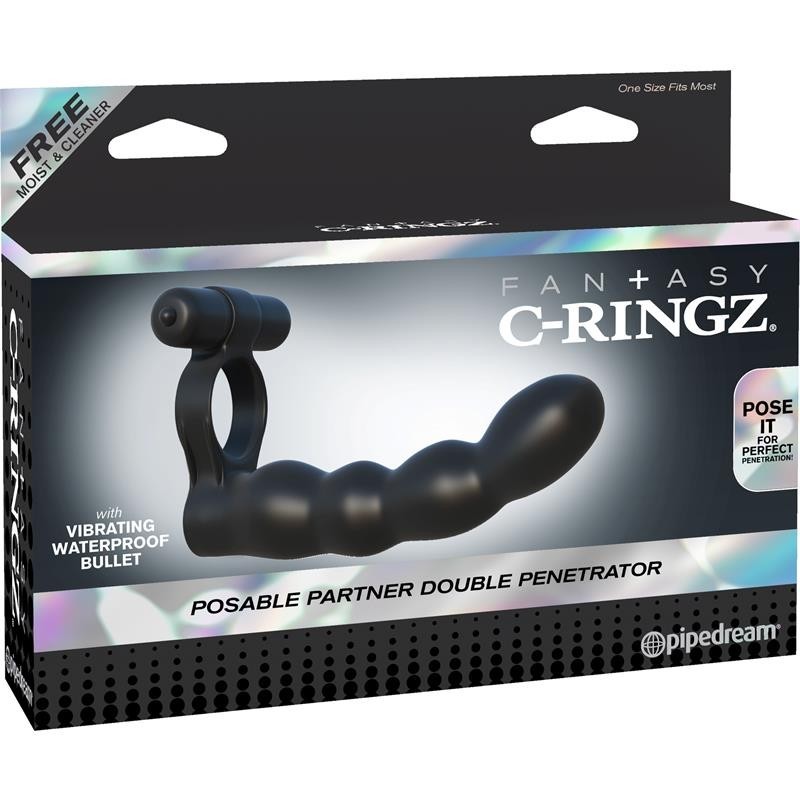 Fantaset C-Ringz Anneau Double pénistrador Flexible noir